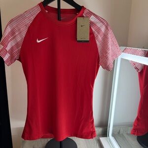 Nike Women's Red and White Short Sleeve Tee